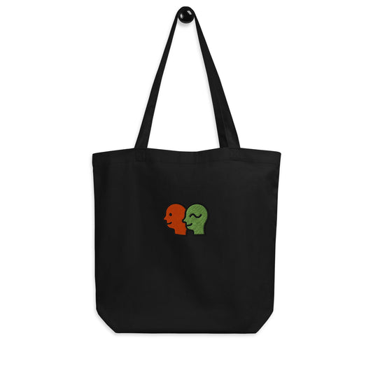 Deux Doodles Logo Tote Bag | Minimalist Black Canvas Bag | Halloween Edition