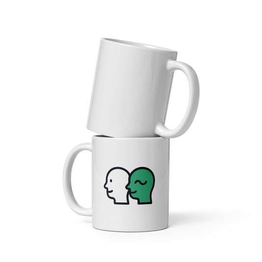 White Glossy Mug — Deux Doodles Logo